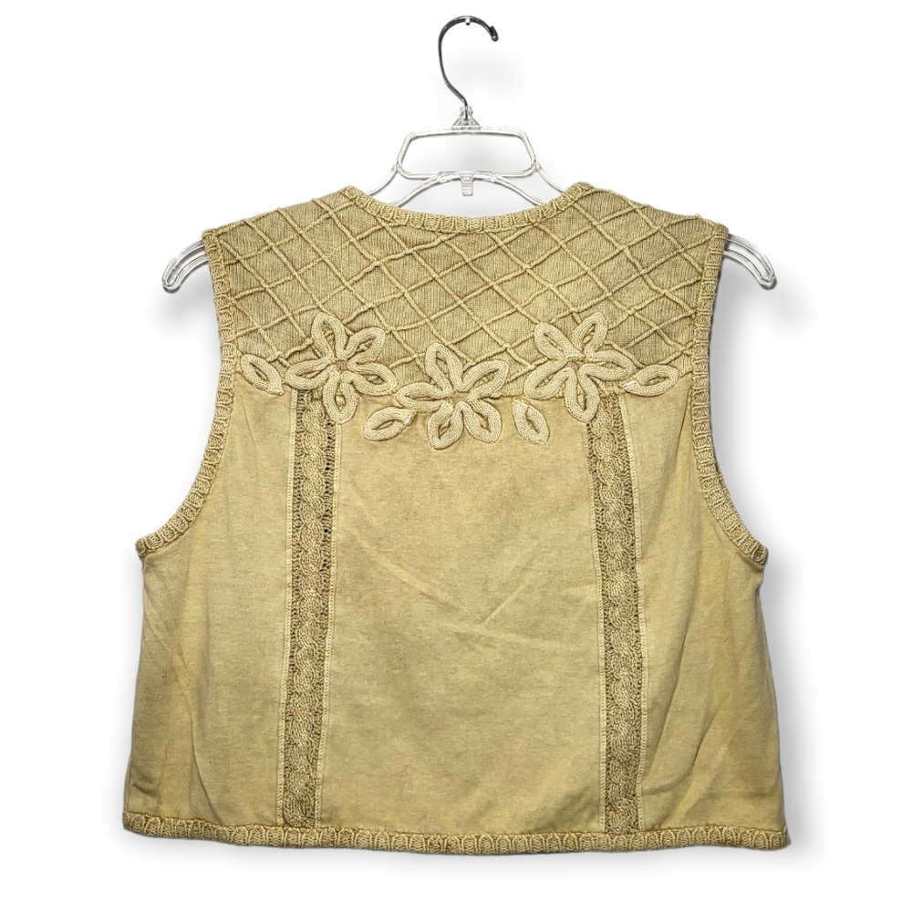 Sandy Starkman Boho Button Front Patchwork Top Vest Large - Picture 4 of 5